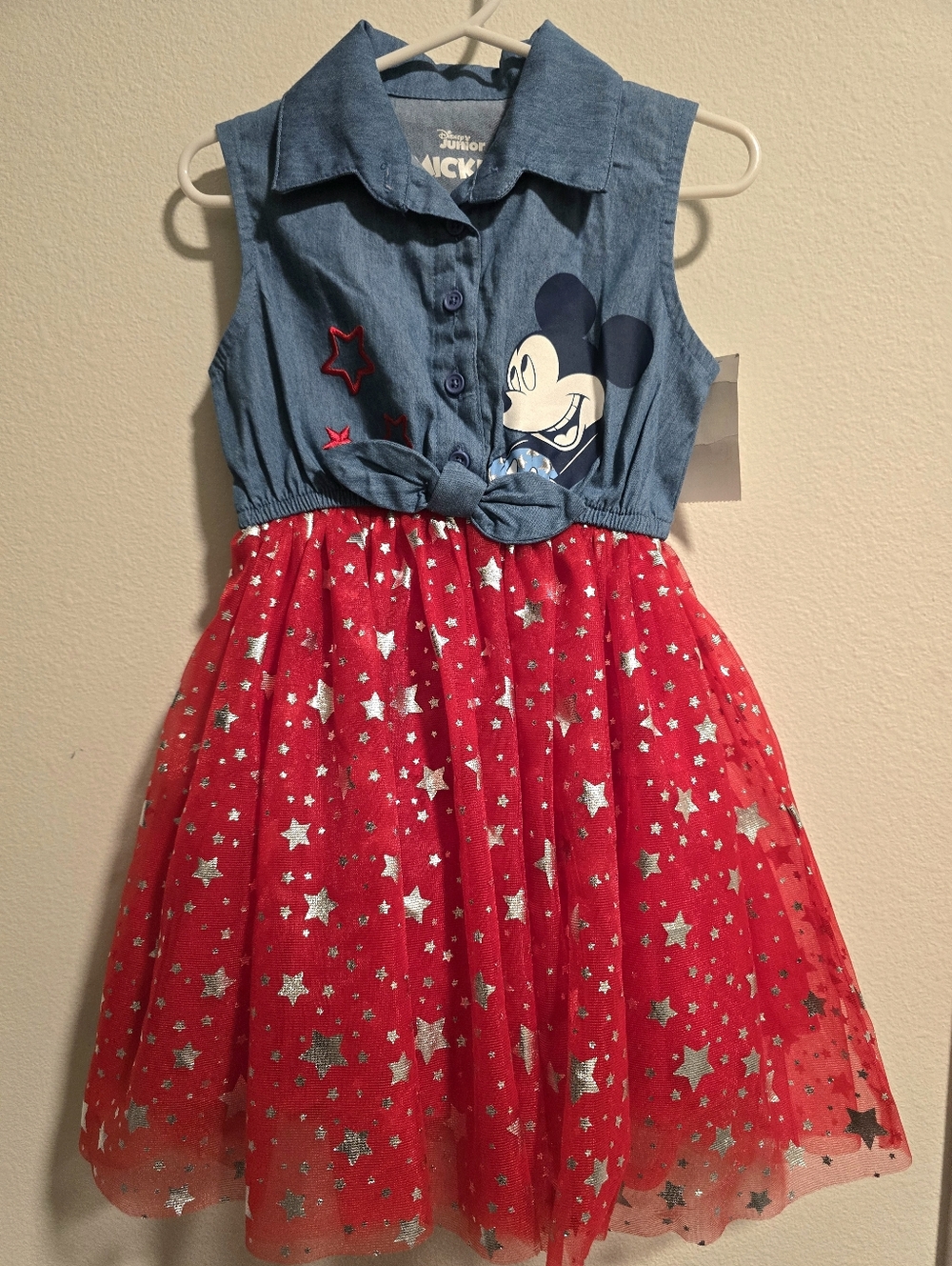 Disney Mickey Mouse Patriotic Dress‎ Red White Blue NWT Size 3T